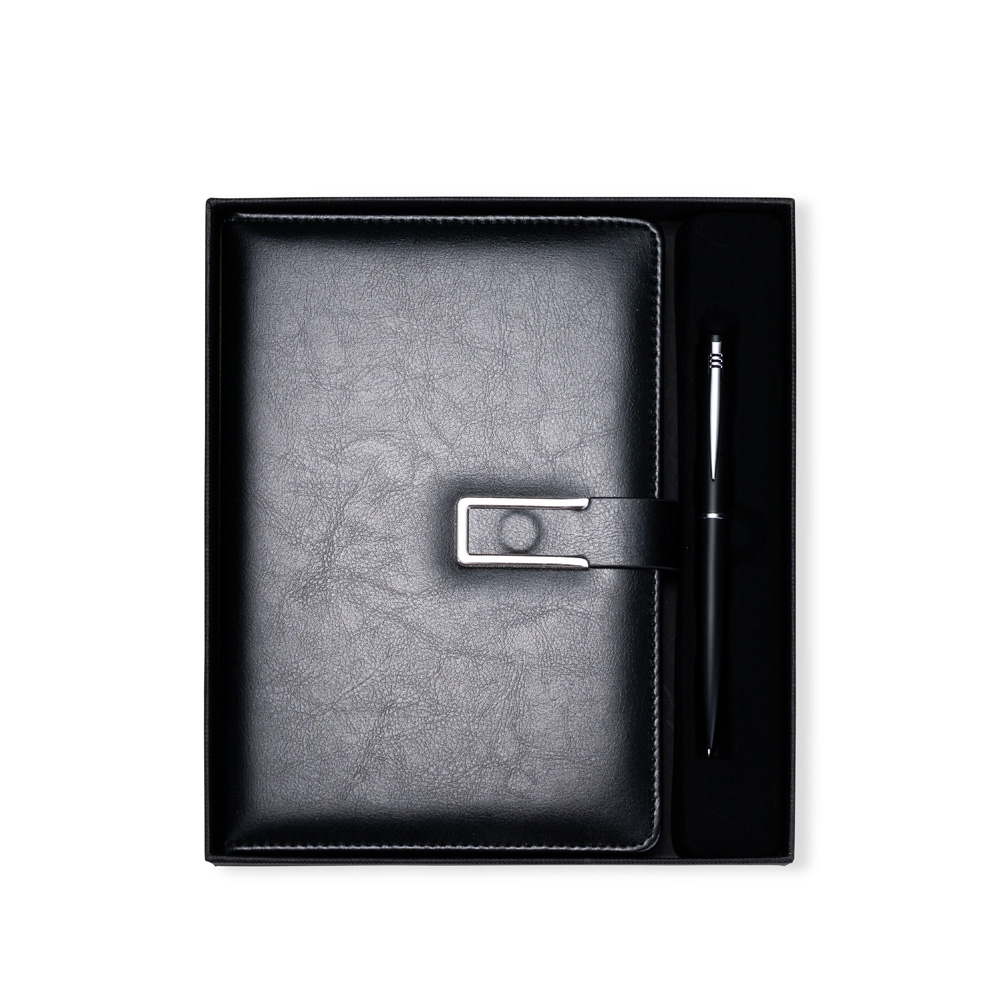Conjunto Executivo Premium Caderno A5 Couro Sintético Fecho Magnético Caneta Metal e Estojo p-Presente S44191 - Imagem 2
