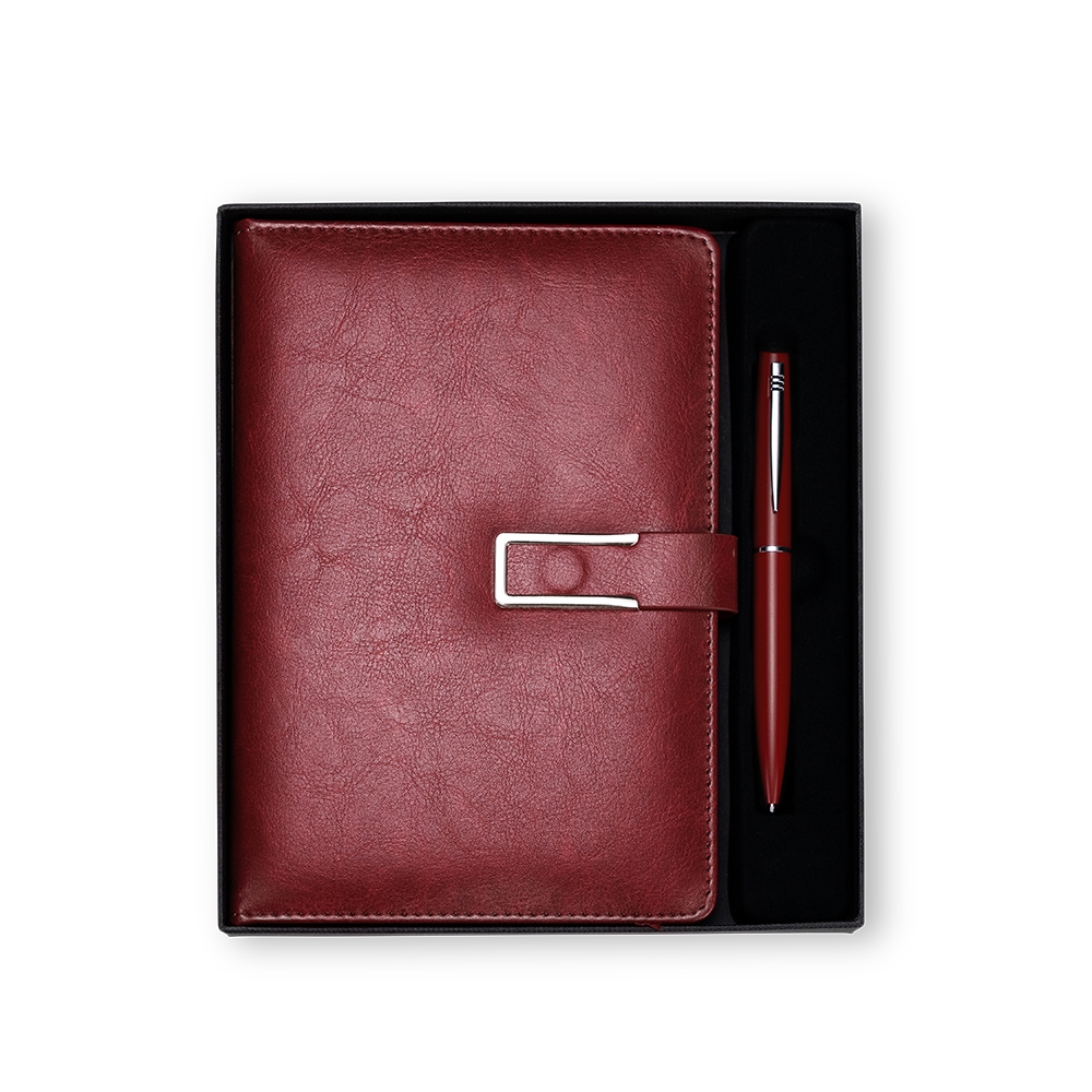 Conjunto Executivo Premium Caderno A5 Couro Sintético Fecho Magnético Caneta Metal e Estojo p-Presente S44191 - Imagem 4