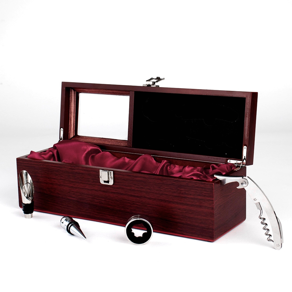 Kit Executivo para Vinho 4 Peças Inox com Estojo Presente em MDF S42191 - Imagem 2
