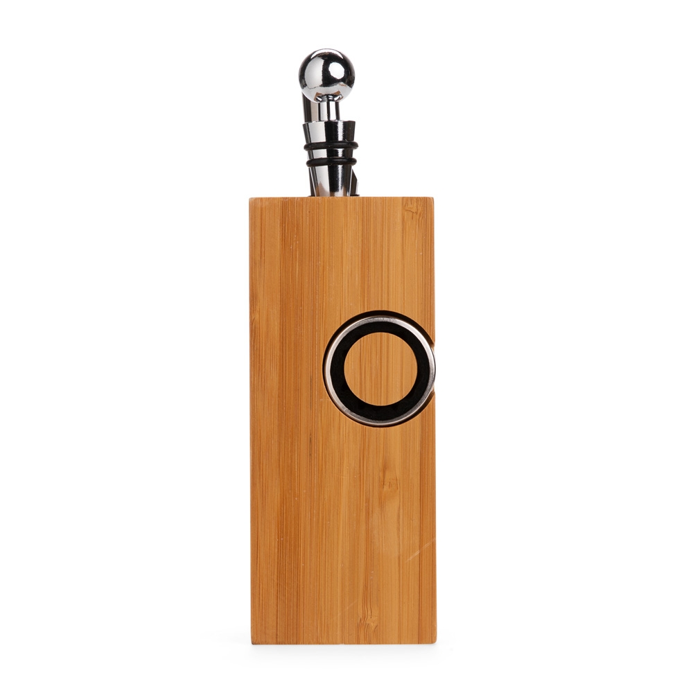 Kit para Vinho 6 Peças Inox e Bambu com Suporte Acoplado S71191 - Imagem 6
