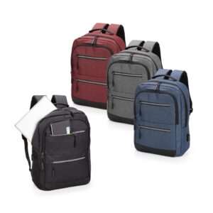 Mochila Notebook USB 18L Oxford e Couro Sintético Faixa Refletiva S12310