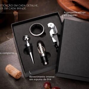 Kit para Vinho 4 Peças com Estojo Cartonado S02191
