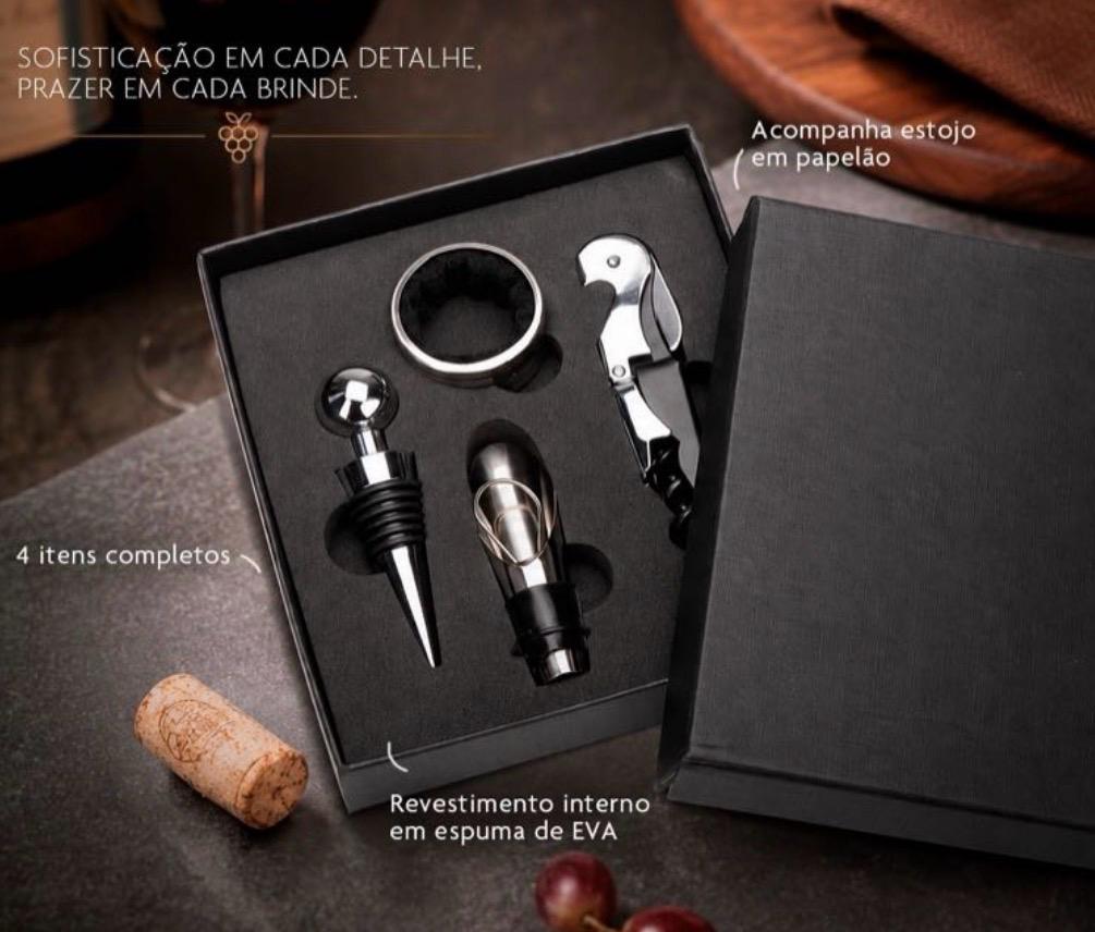 Kit para Vinho 4 Peças com Estojo Cartonado S02191