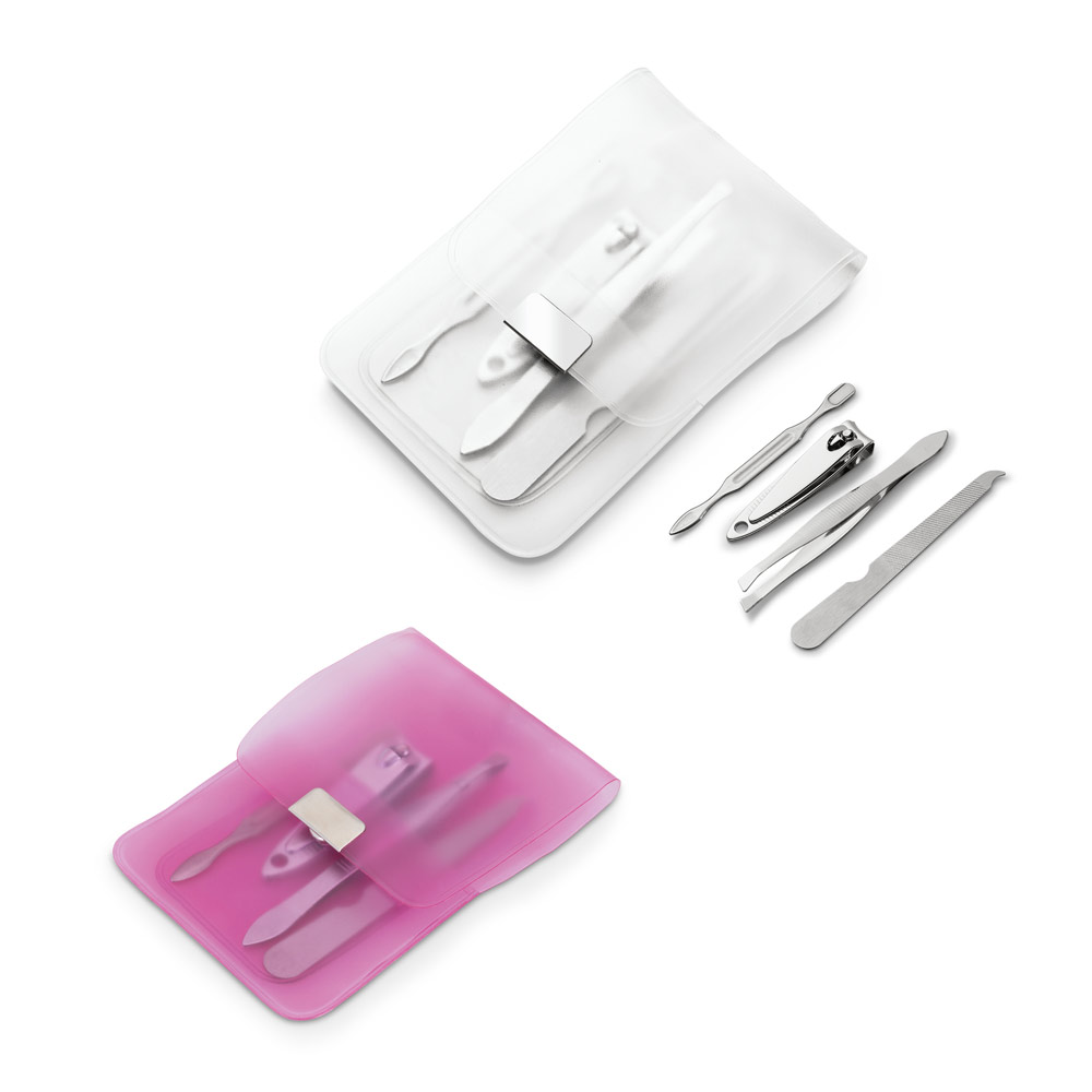 Conjunto Manicure Aço Inox 4 peças Estojo PVC Sg75849