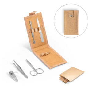 Conjunto Manicure Aço Inox 5 peças Estojo em Cortiça Sg79849