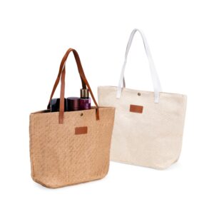 Bolsa Palha Trançada Botão Metal Bolso interno com Ziper Tam 43x31cm S77190 S77190a S09177b