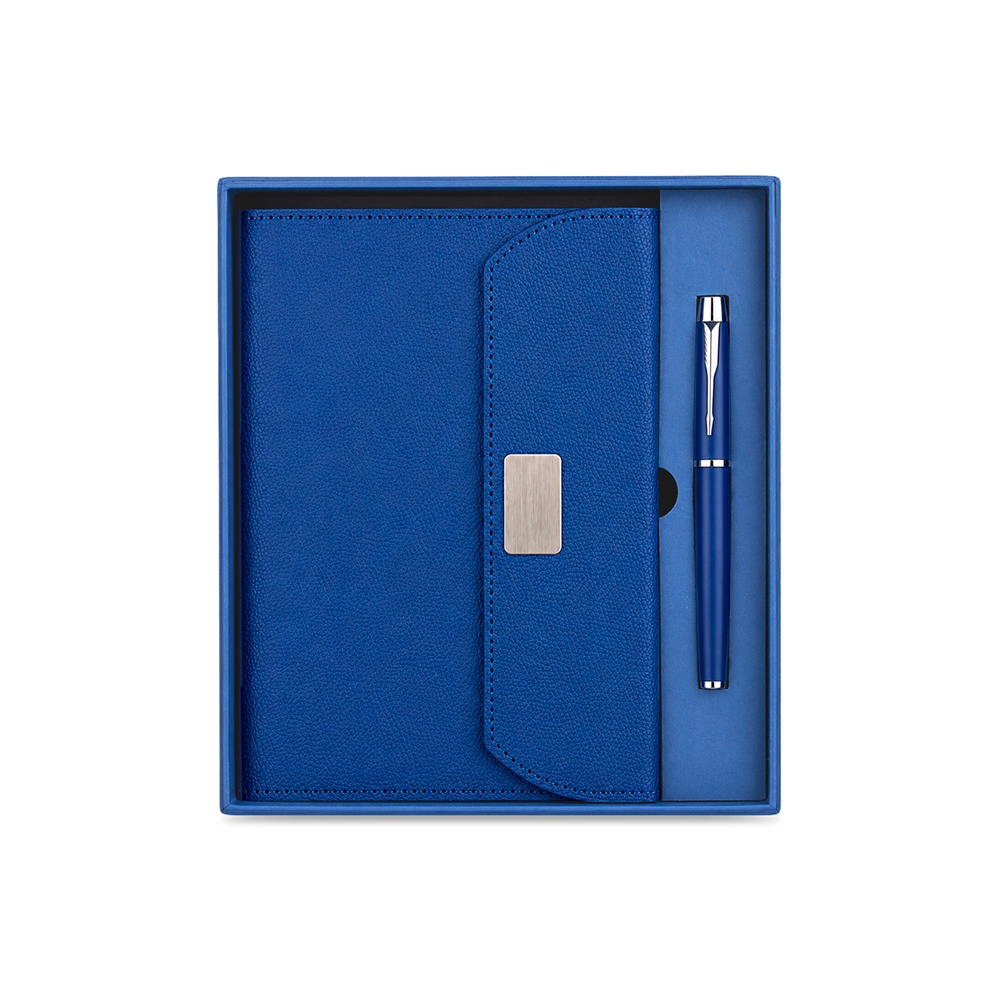 Conjunto Executivo, Caderno Moleskine A5 96f em PU, Fecho Magnético, Plaquinha p-Laser Caneta Metálica Escrita Preta e Esojo p-Presente S15191 - Imagem 3