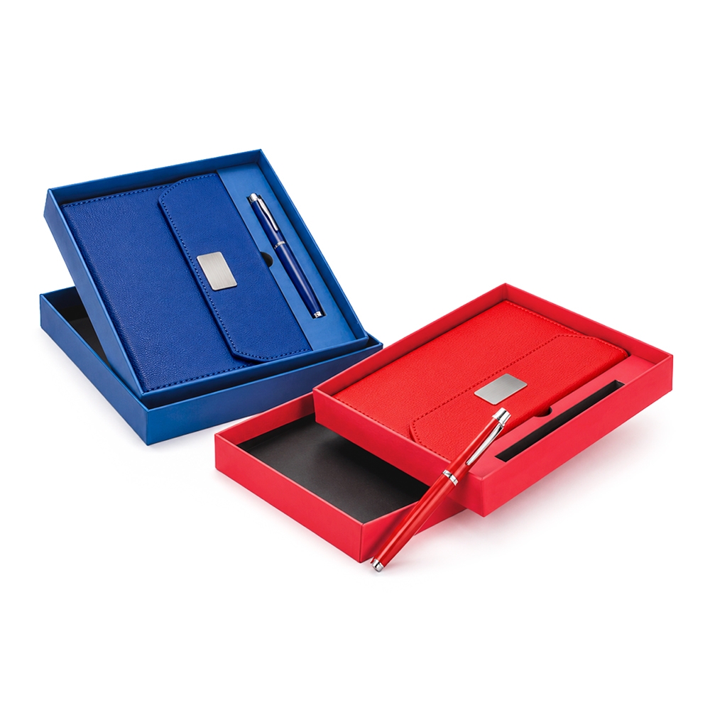 Conjunto Executivo, Caderno Moleskine A5 96f em PU, Fecho Magnético, Plaquinha p-Laser Caneta Metálica Escrita Preta e Esojo p-Presente S15191 - Imagem 2
