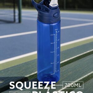 Garrafa Squeeze Plástica 700ml Marcação de Volume Canudo e Bico Flip S63290