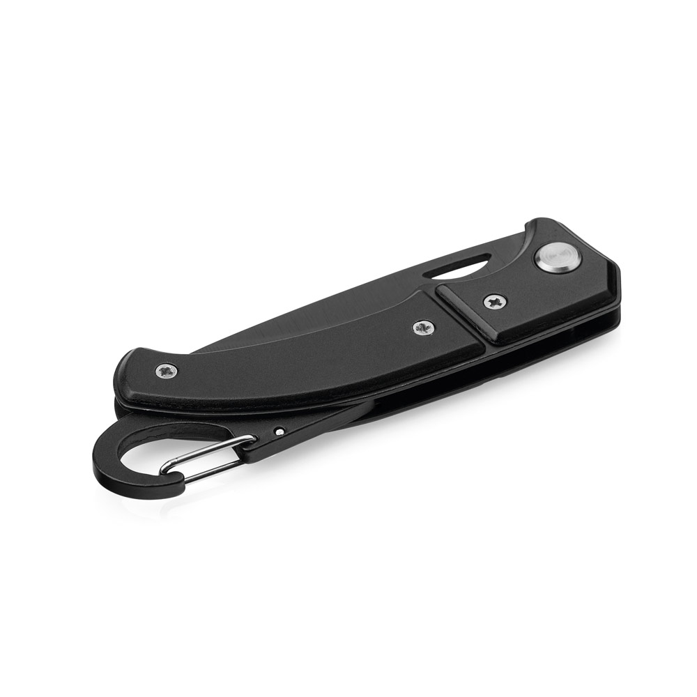 Canivete em Aço Inox e Metal com Fecho de Segurança, Mosquetão e Estojo Cartao S73049 - Imagem 5