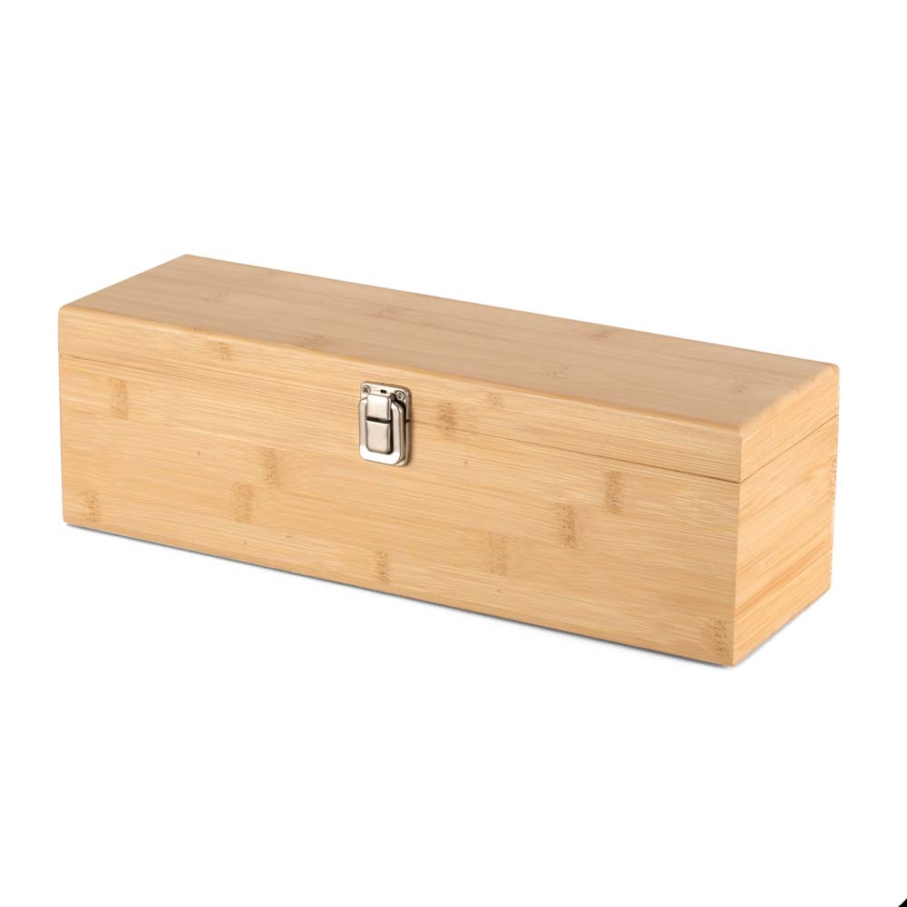 Kit Executivo Vinho Estojo Madeira de Bambu 4 Acessórios Inox e Bambu (saca-rolhas c-lâmina corte p-lacres e abridor garrafas, tampa bico, bico dosador com tampa, wine collar) S16351 - Imagem 3