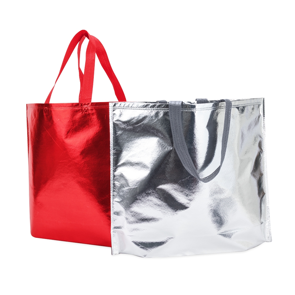 Sacola Non-woven TNT Metalizada Tam 40x50x12cm Alça 57cm Sn35451