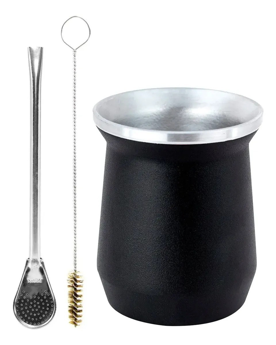 Cuia Térmica Inox 300ml Parede Dupla com Bomba e Escova de limpeza Scuia