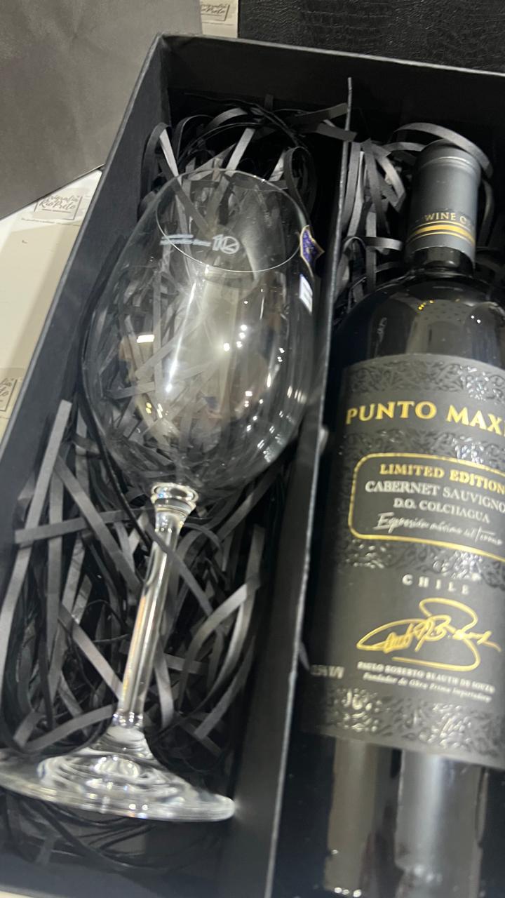 Kit Executivo Premium de Vinho 750ml e Taças de Cristal 580ml Gravadas a Laser com Caixa Cartonada Box Skitvinhopremium - Imagem 2