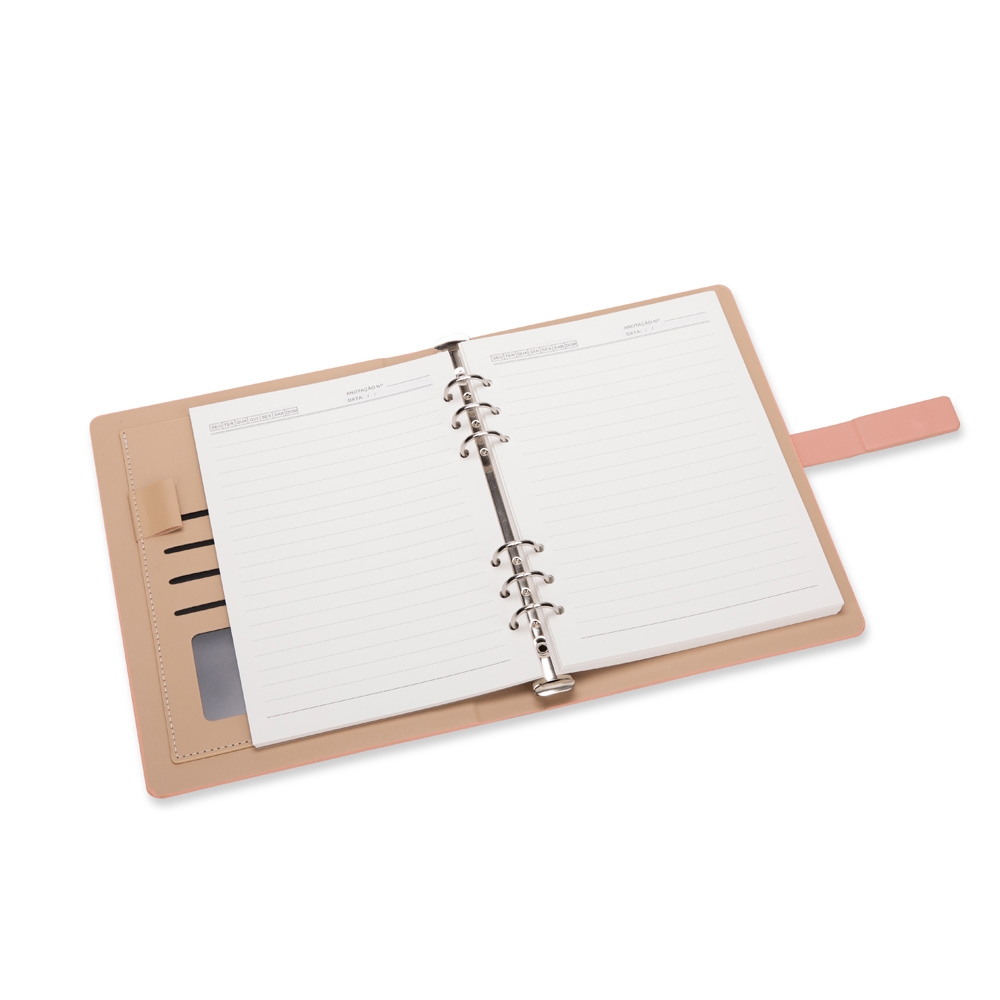 Caderno Fichário A5 COuro Sintético com Argolas Aço Carbono Fecho Plaquinha Magnética p-Laser S04191 - Imagem 4