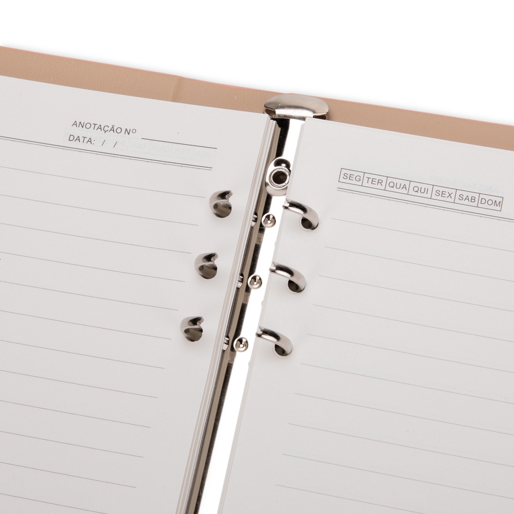 Caderno Fichário A5 COuro Sintético com Argolas Aço Carbono Fecho Plaquinha Magnética p-Laser S04191 - Imagem 6