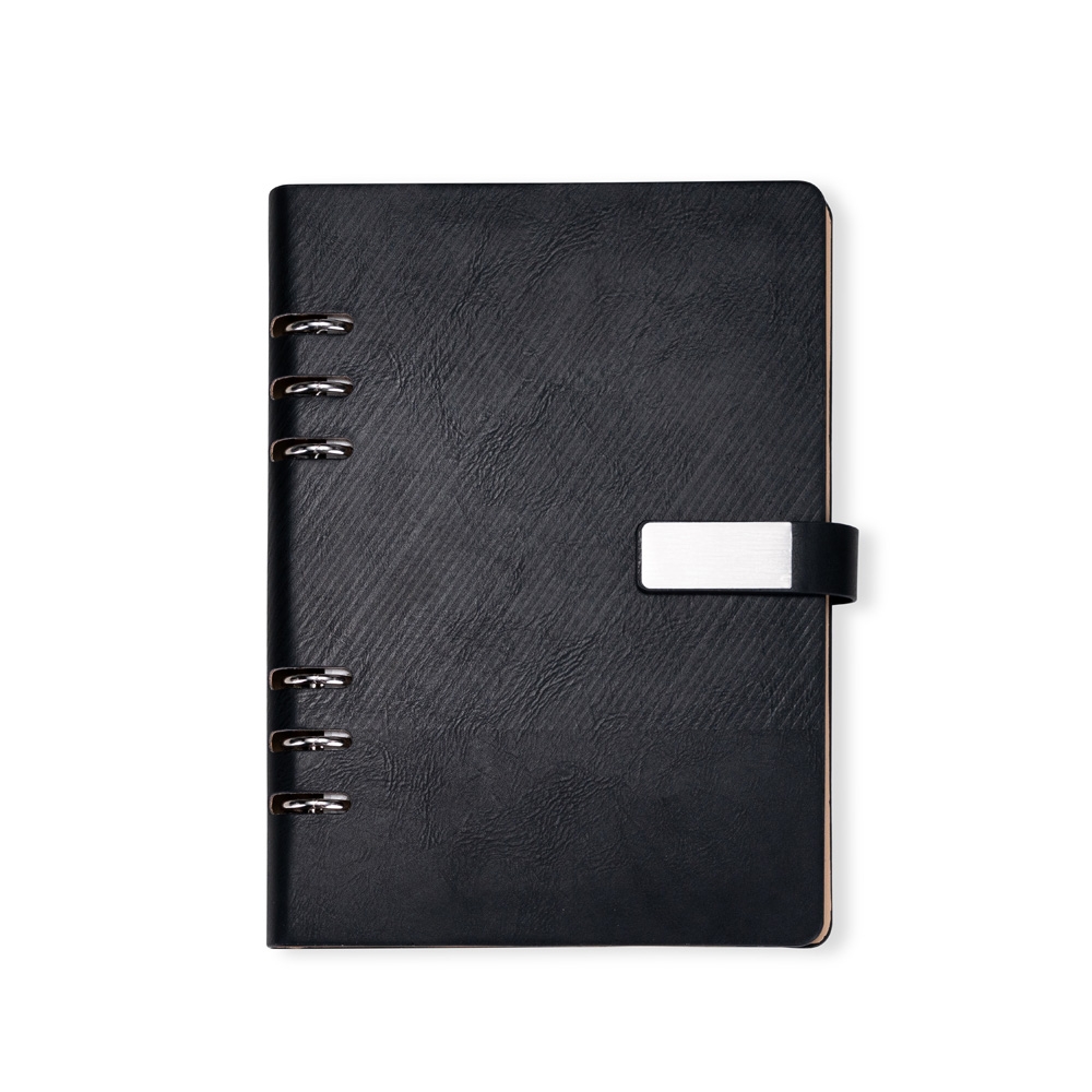 Caderno Fichário A5 COuro Sintético com Argolas Aço Carbono Fecho Plaquinha Magnética p-Laser S04191 - Imagem 3