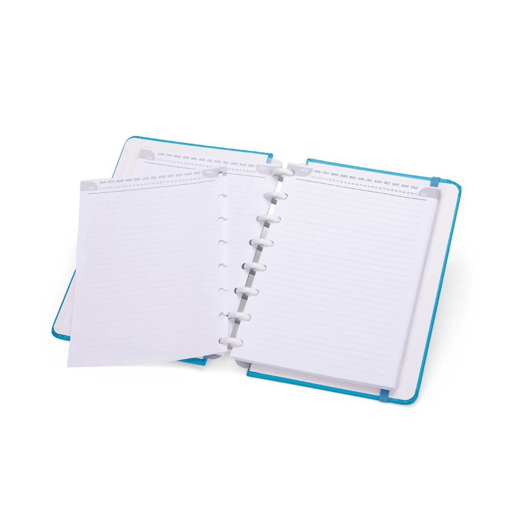 Caderno Disco A5 Tam 22x17cm 80f Pautadas 8 Discos Reposicionáveis p-Adicionar e Retirar Folhas Compatíveis S09451 - Imagem 6