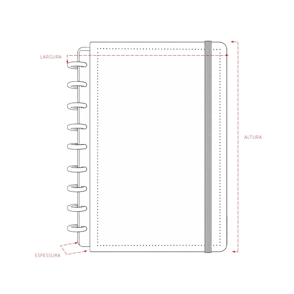 Caderno Disco A5 Tam 22x17cm 80f Pautadas 8 Discos Reposicionáveis p-Adicionar e Retirar Folhas Compatíveis S09451 - Imagem 9