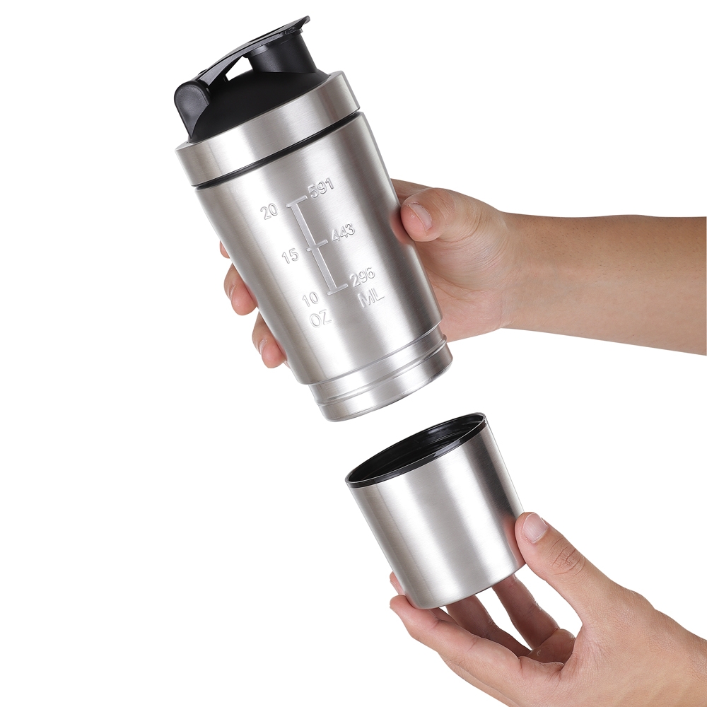 Coqueteleira 750ml Porta Suplemento, Trava de Segurança, Medidor, Peneira e Misturador S47151 - Imagem 3