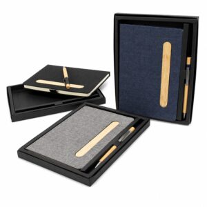 Conjunto Executivo Premium 2 Peças Caderno Moleskine A5 c-Suporte Celular e Caneta Bambu e Metal c-Estojo Presente S32551