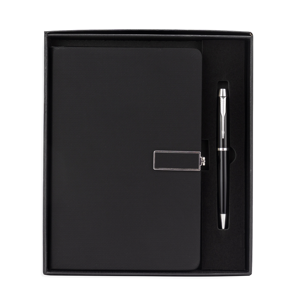 Conjunto Executivo Caderno Moleskine A5 Couro Sintetico 120f Fecho Magnetico e Caneta Metalica com Estojo Presente S71551 - Imagem 2