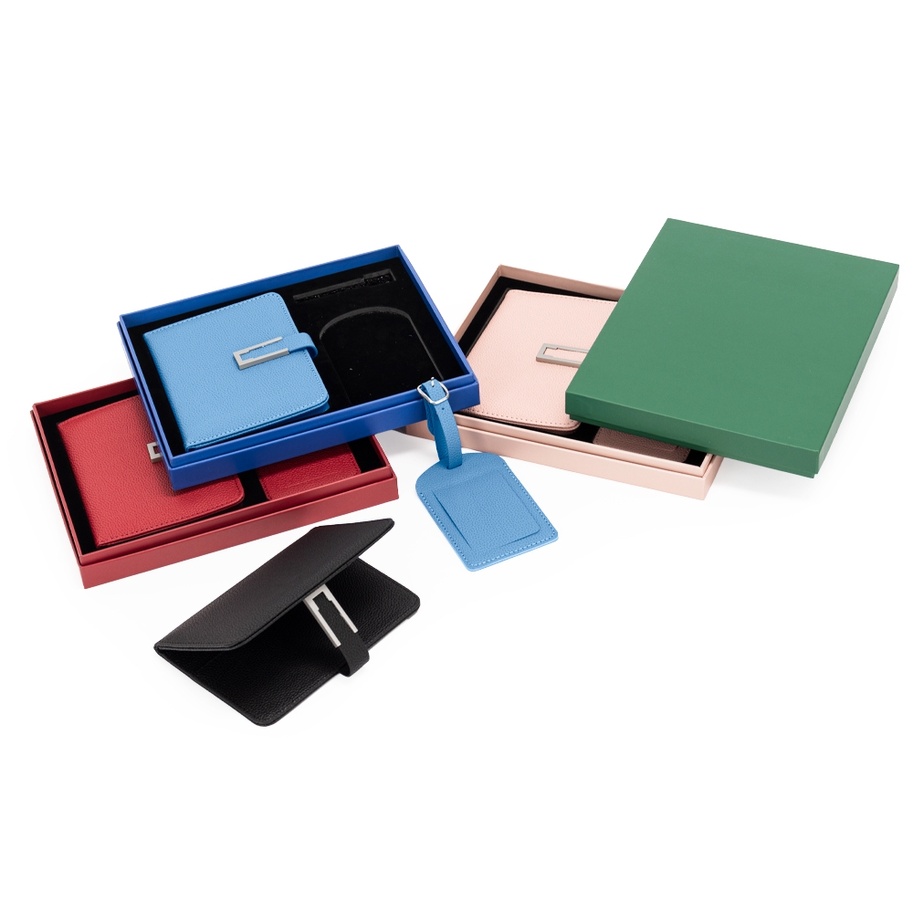 Kit Viagem Porta-passaporte e Cartões Tag Identificadora de Bagagem em PU com Caixa Presente S64191 - Imagem 2