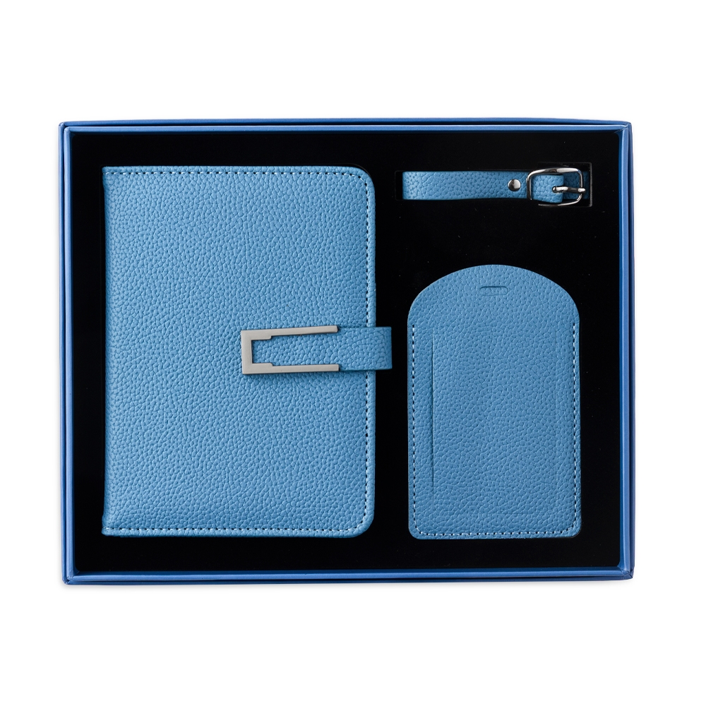 Kit Viagem Porta-passaporte e Cartões Tag Identificadora de Bagagem em PU com Caixa Presente S64191 - Imagem 7
