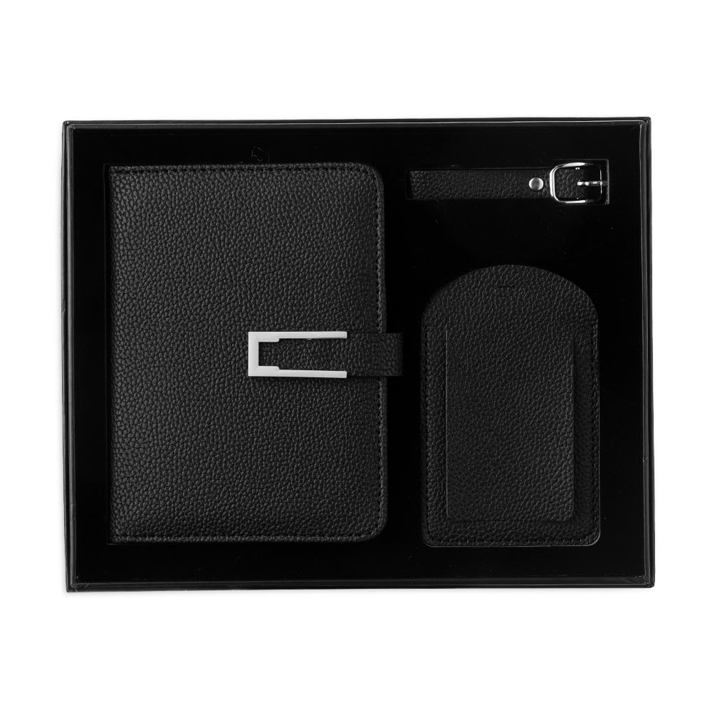 Kit Viagem Porta-passaporte e Cartões Tag Identificadora de Bagagem em PU com Caixa Presente S64191 - Imagem 6