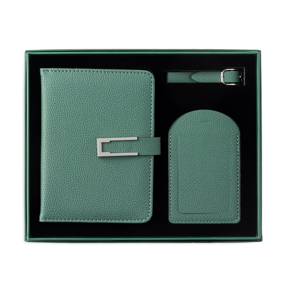 Kit Viagem Porta-passaporte e Cartões Tag Identificadora de Bagagem em PU com Caixa Presente S64191 - Imagem 4