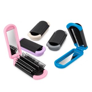 Escova de Cabelo Dobrável ABS com Espelho Retangular sem aumento S74390