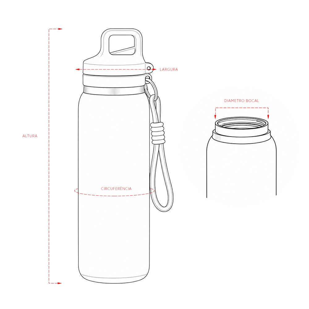 Garrafa Squeeze 600ml Térmica Modelo Similar com Canudo, Alça, Mosquetão, Parede Dupla Inox S08191 - Imagem 19
