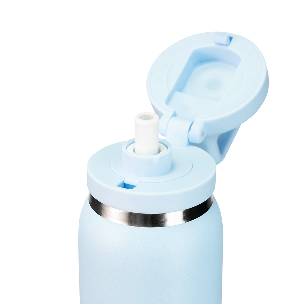 Garrafa Squeeze 600ml Térmica Modelo Similar com Canudo, Alça, Mosquetão, Parede Dupla Inox S08191 - Imagem 16