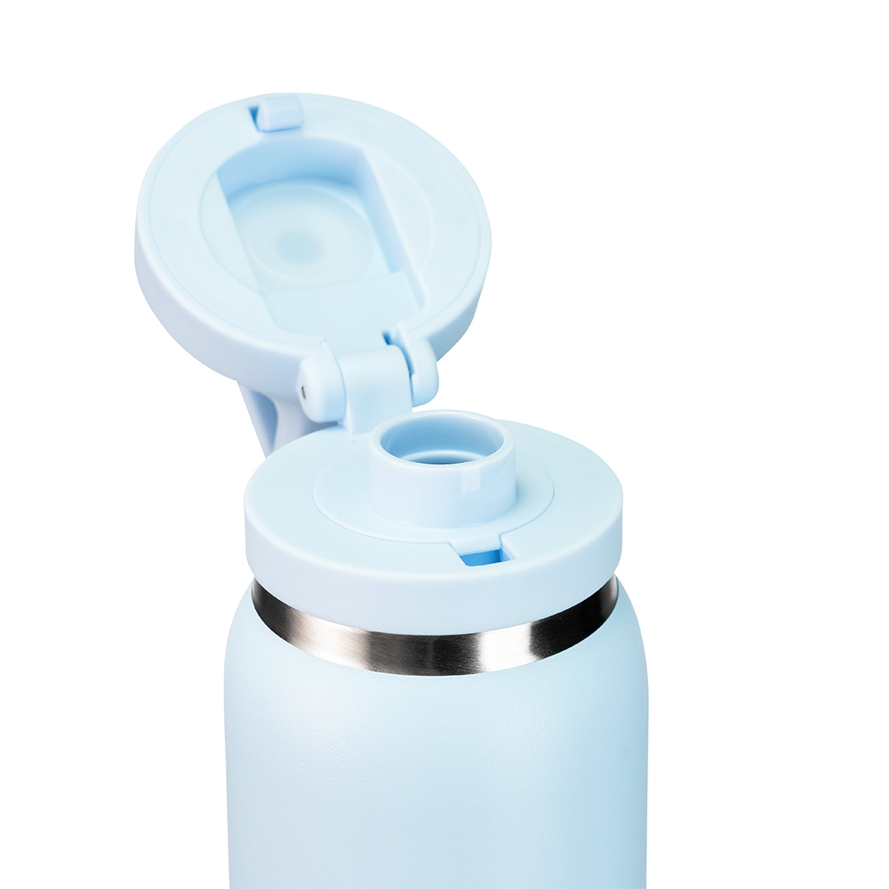 Garrafa Squeeze 600ml Térmica Modelo Similar com Canudo, Alça, Mosquetão, Parede Dupla Inox S08191 - Imagem 8