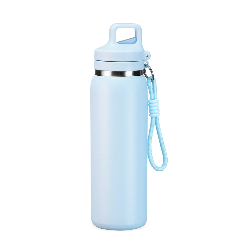 Garrafa Squeeze 600ml Térmica Modelo Similar com Canudo, Alça, Mosquetão, Parede Dupla Inox S08191 - Imagem 9