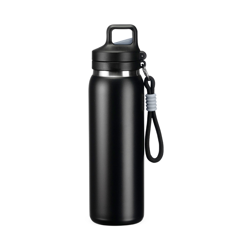 Garrafa Squeeze 600ml Térmica Modelo Similar com Canudo, Alça, Mosquetão, Parede Dupla Inox S08191 - Imagem 4