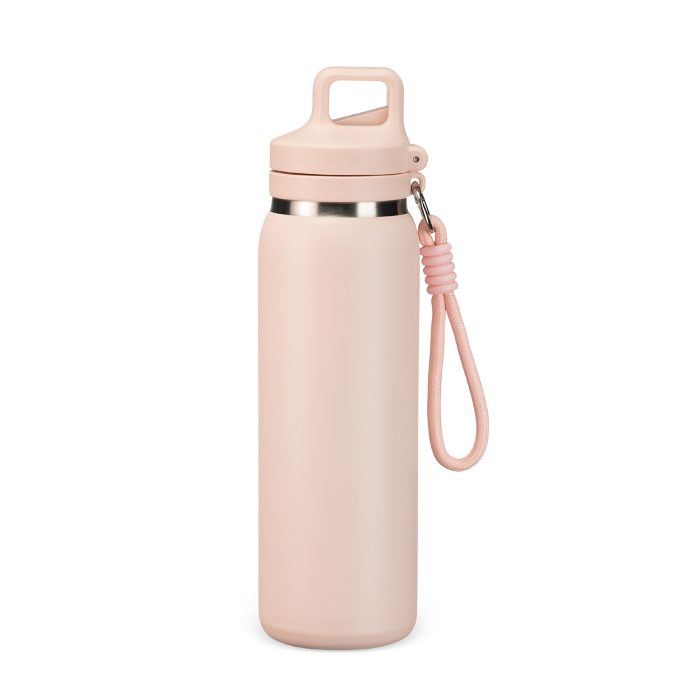 Garrafa Squeeze 600ml Térmica Modelo Similar com Canudo, Alça, Mosquetão, Parede Dupla Inox S08191 - Imagem 7