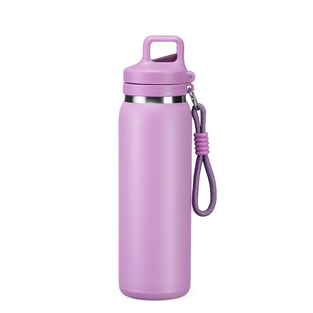 Garrafa Squeeze 600ml Térmica Modelo Similar com Canudo, Alça, Mosquetão, Parede Dupla Inox S08191 - Imagem 5