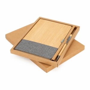 Conjunto Executivo 2 Peças Caderno Moleskine A5 Caneta Bambu e Metal c-Estojo Presente S22551