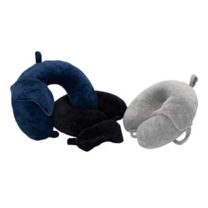 Kit de Viagem Almofada de Pescoço e Máscara de Dormir em Elastano Textura Aveludada S15291