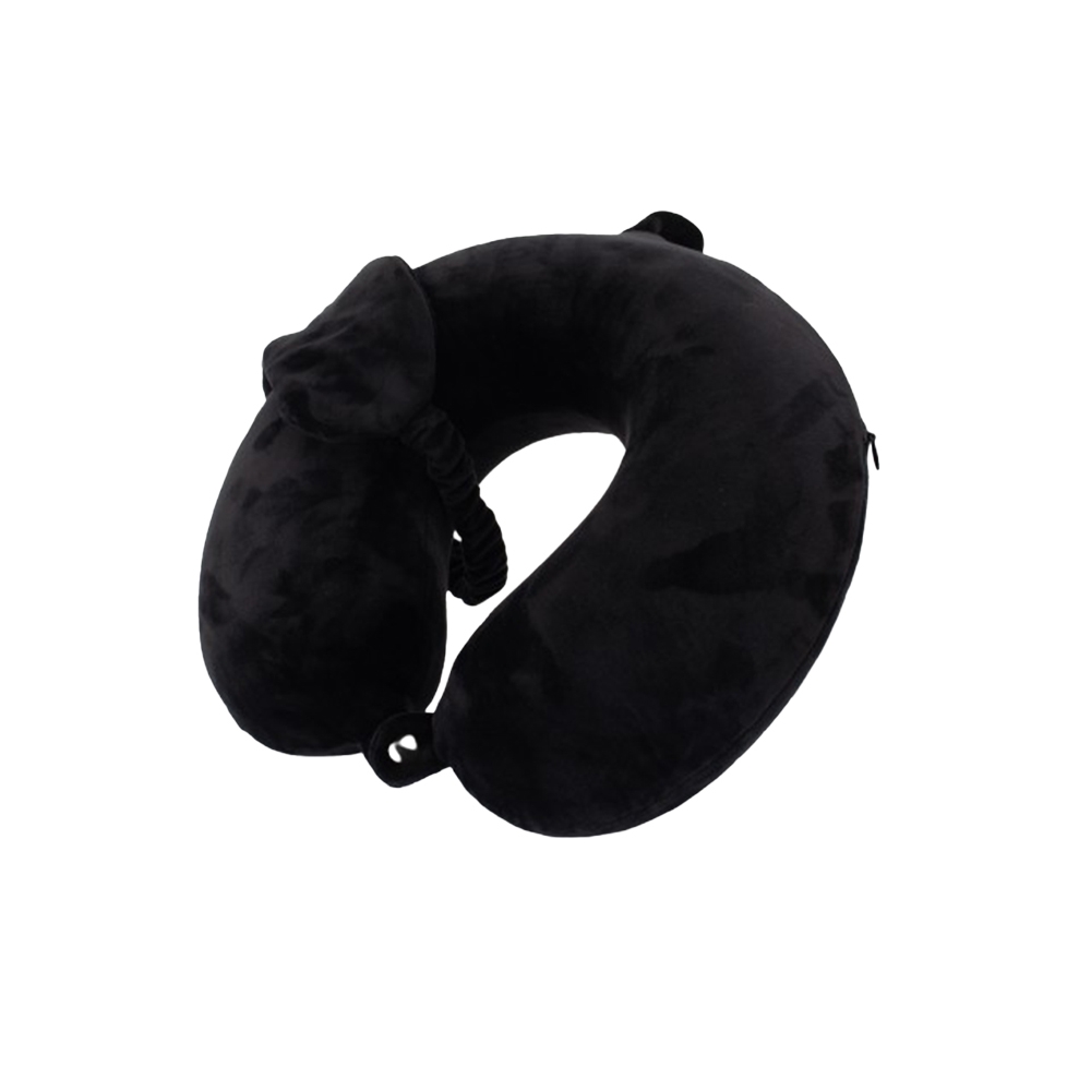Kit de Viagem Almofada de Pescoço e Máscara de Dormir em Elastano Textura Aveludada S15291 - Imagem 5