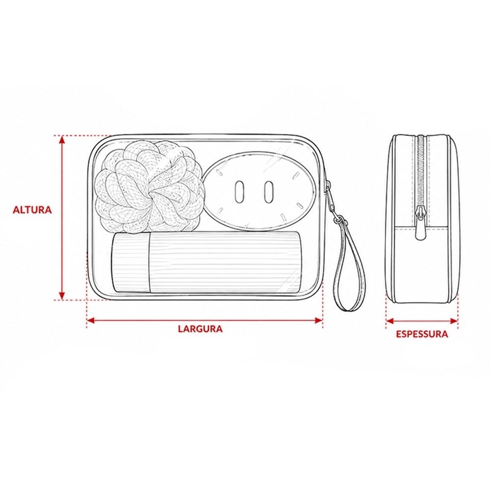 Kit Viagem 4 Peças com Nécessaire em PVC Tam 21x15x6cm S50291 - Imagem 14