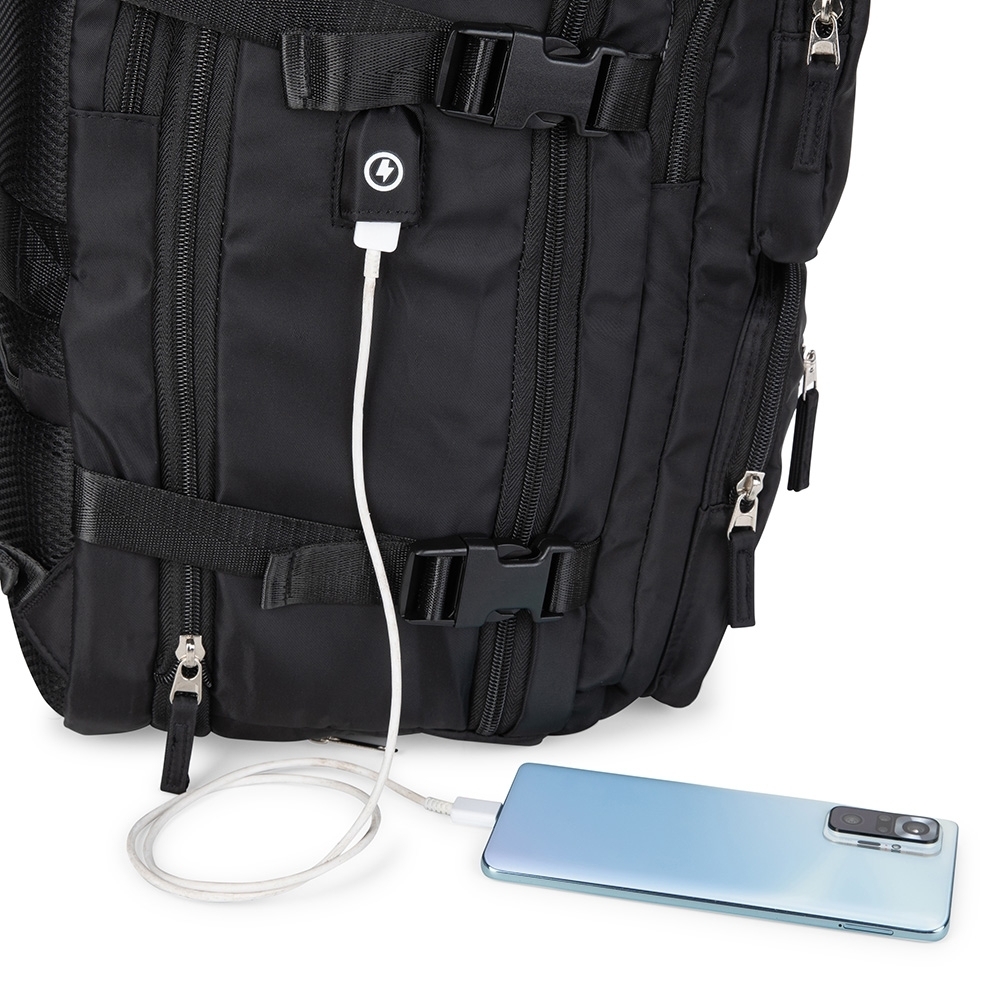 Mochila Expansível Notebook USB Oxford Bolso p-Molhados, Tenis e Antifurto S91220 - Imagem 3
