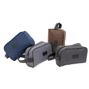 Nécessaire Oxford Impermeavel Tam 25x17x9.5cm Zíper, Alça e Plaquinha em Couro S70291