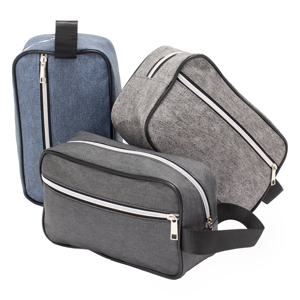 Nécessaire PU Texturizado Tam 26x14x10cm Dois Compartimentos Zíper, Alça S01291