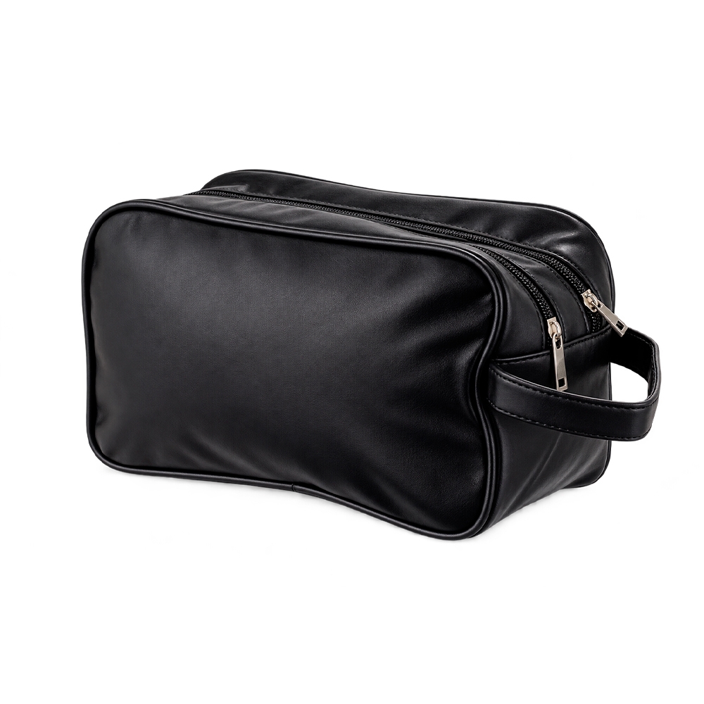 Nécessaire PU Impermeável Tam 26x16x12cm Dois Compartimentos, Zíper e Alça Lateral S60291 - Imagem 2