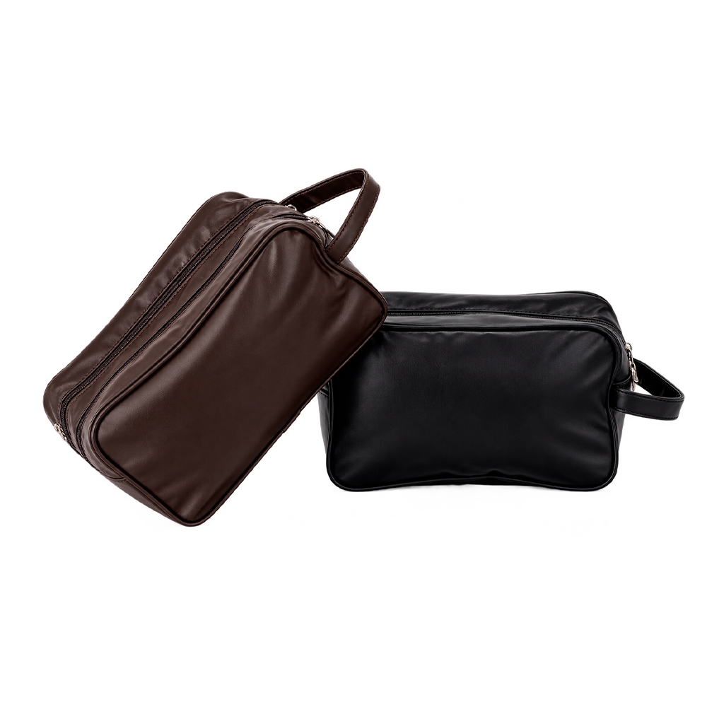 Nécessaire PU Impermeável Tam 26x16x12cm Dois Compartimentos, Zíper e Alça Lateral S60291