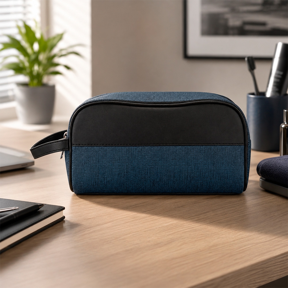 Nécessaire PU Texturizado Tam 26x14x12cm Dois Compartimentos Zíper, Alça S90291 - Imagem 2