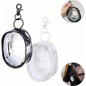 Estojo Mini Necessaire Porta-fone Cabos PVC Transparente com Mosquetão Tam 10x6cm Sestojo