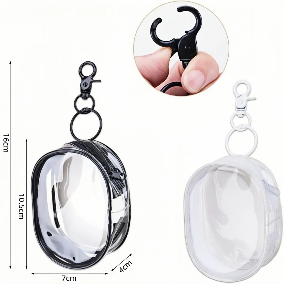 Estojo Mini Necessaire Porta-fone Cabos PVC Transparente com Mosquetão Tam 10x6cm Sestojo - Imagem 5